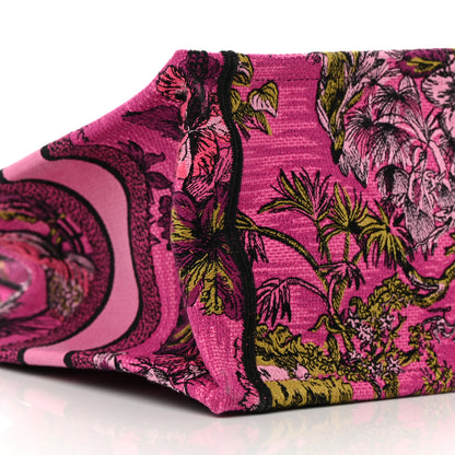 Christian Dior Canvas Embroidered Medium Toile de Jouy Voyage Book Tote Fuchsia Multicolor 9 of 12