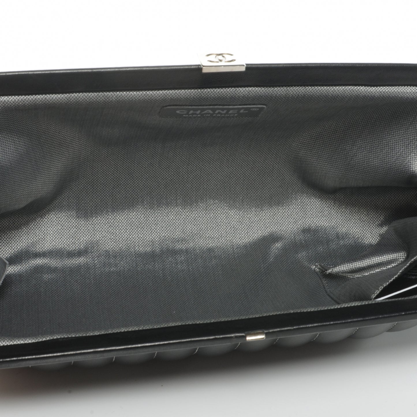 Lambskin Vertical Quilted Mademoiselle Clutch Black
