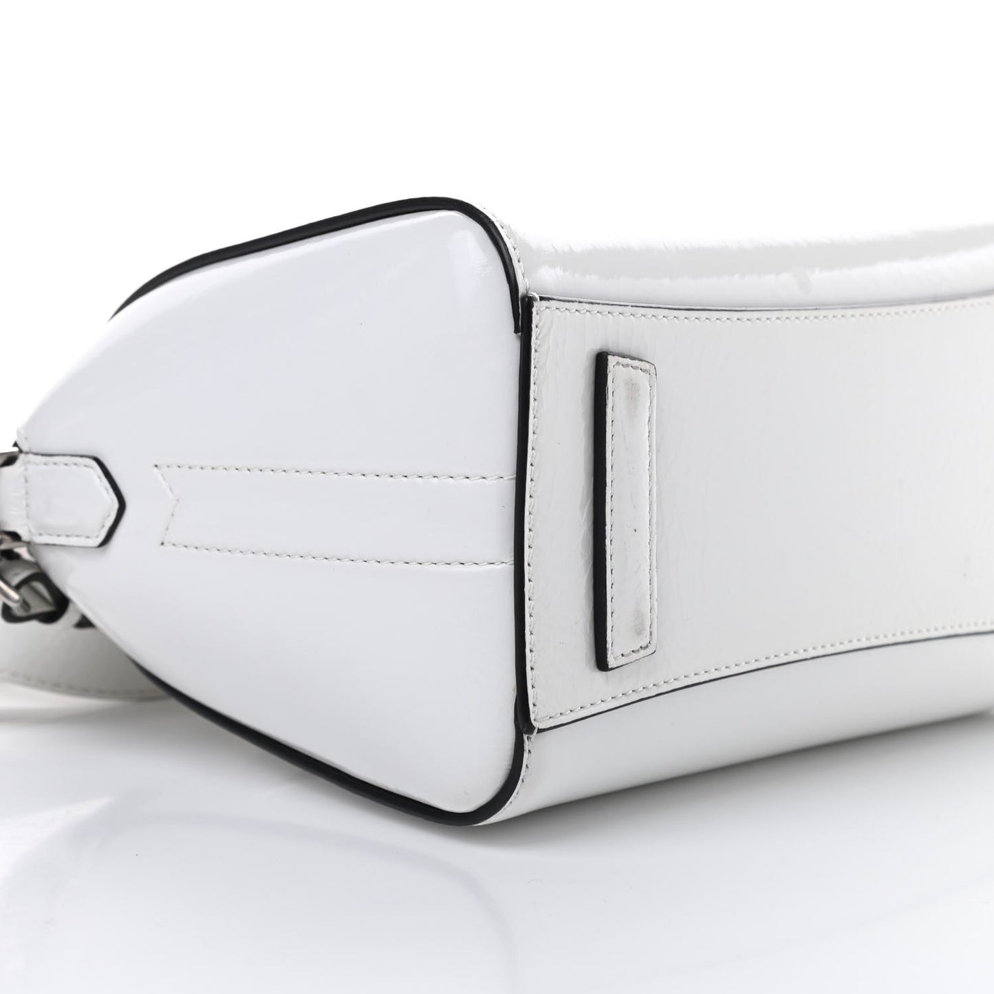 Crinkled Patent Calfskin Mini Antigona White