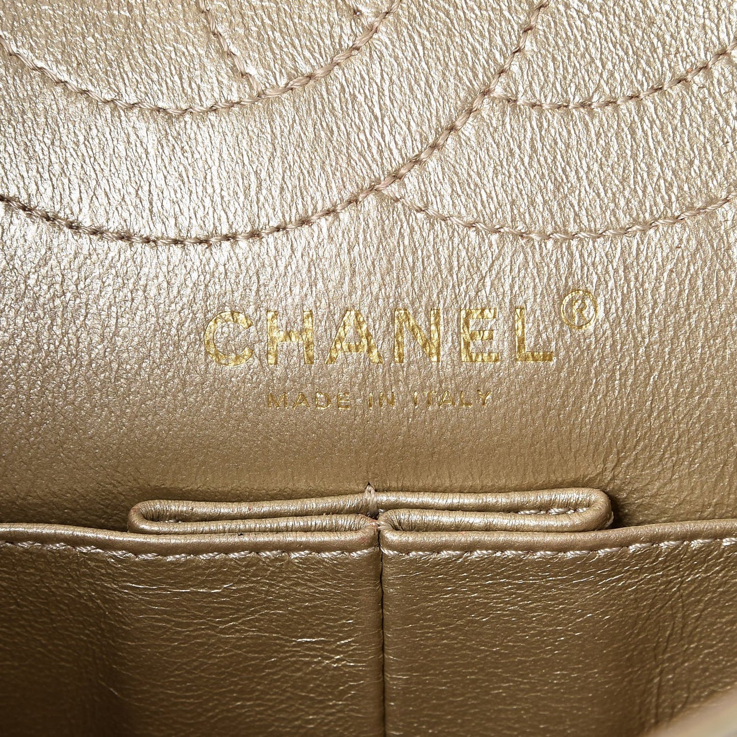 Metallic Aged Calfskin Quilted 2.55 Reissue 225 Flap Gold