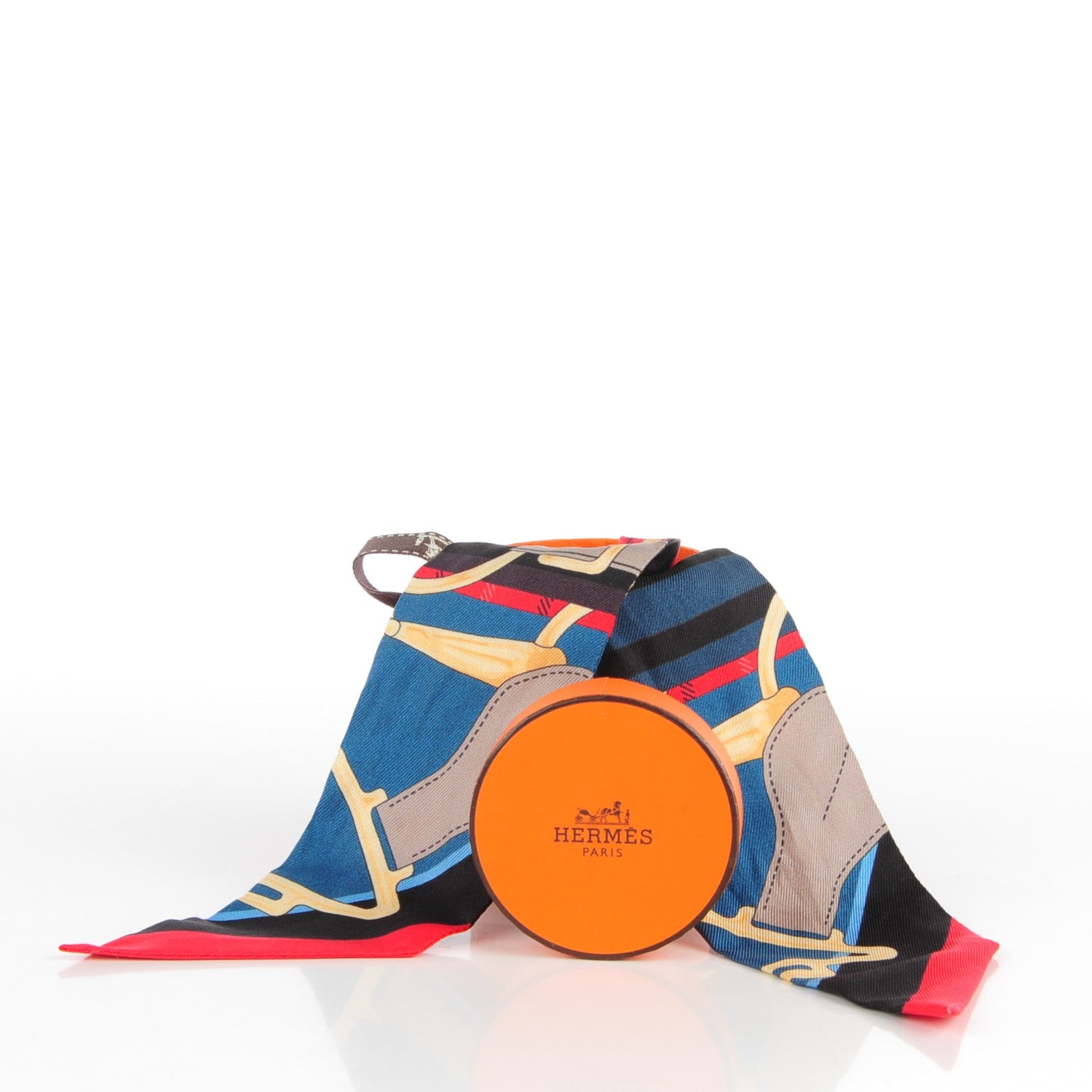 Hermes Silk Tatersale Twilly Rouge Black Bleu 3 of 3