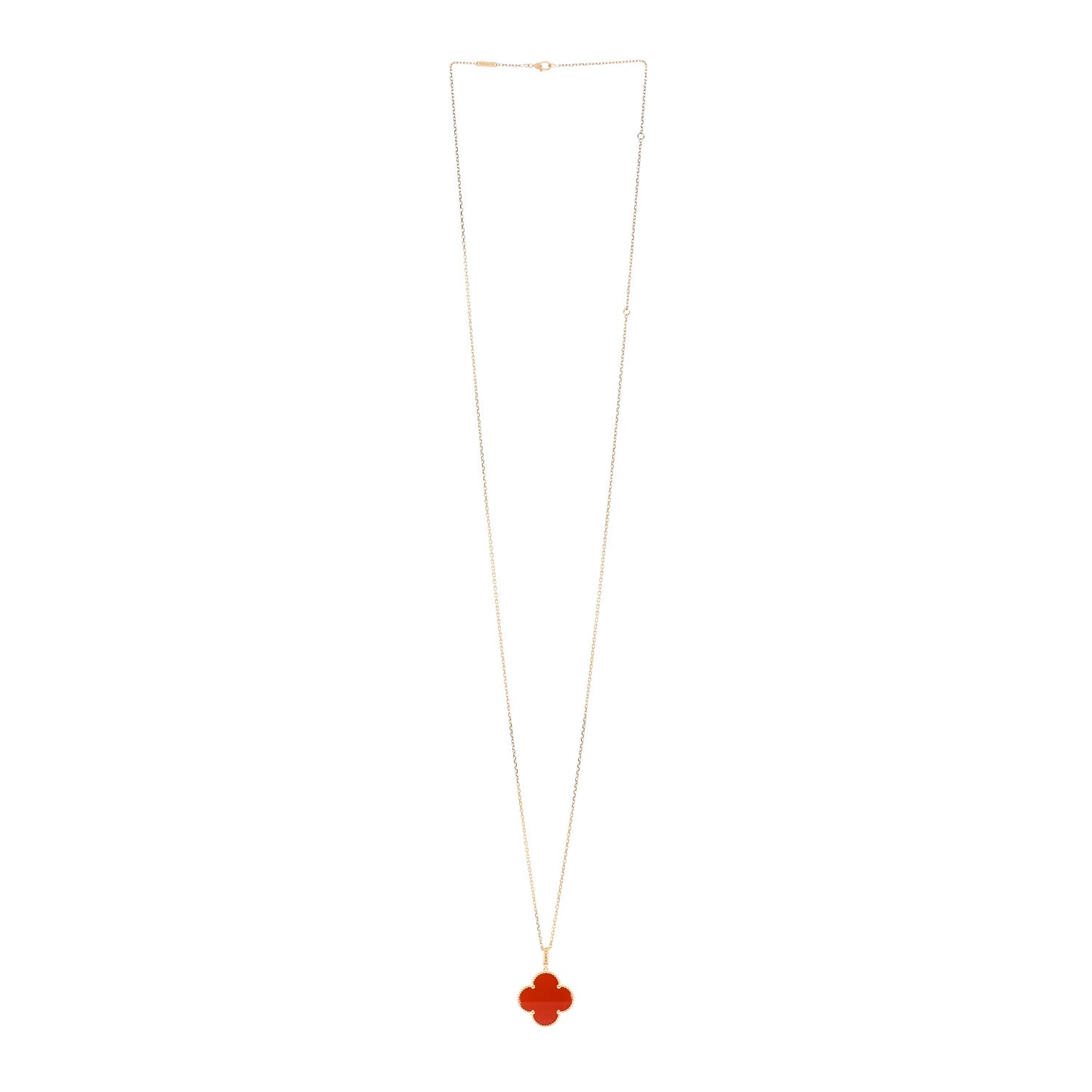 18K Yellow Gold Carnelian Magic Alhambra Long Necklace