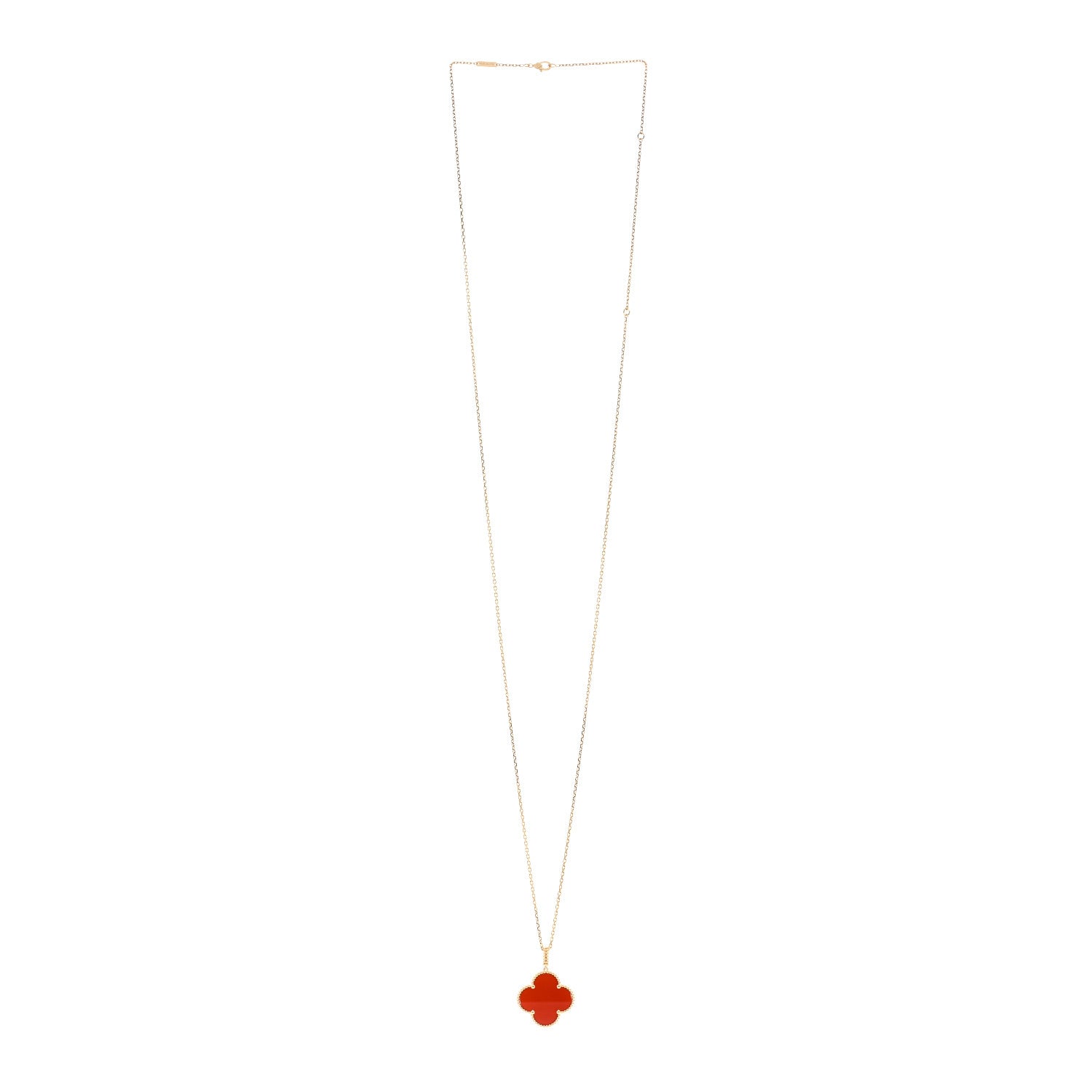 Van Cleef & Arpels 18K Yellow Gold Carnelian Magic Alhambra Long Necklace 3 of 5
