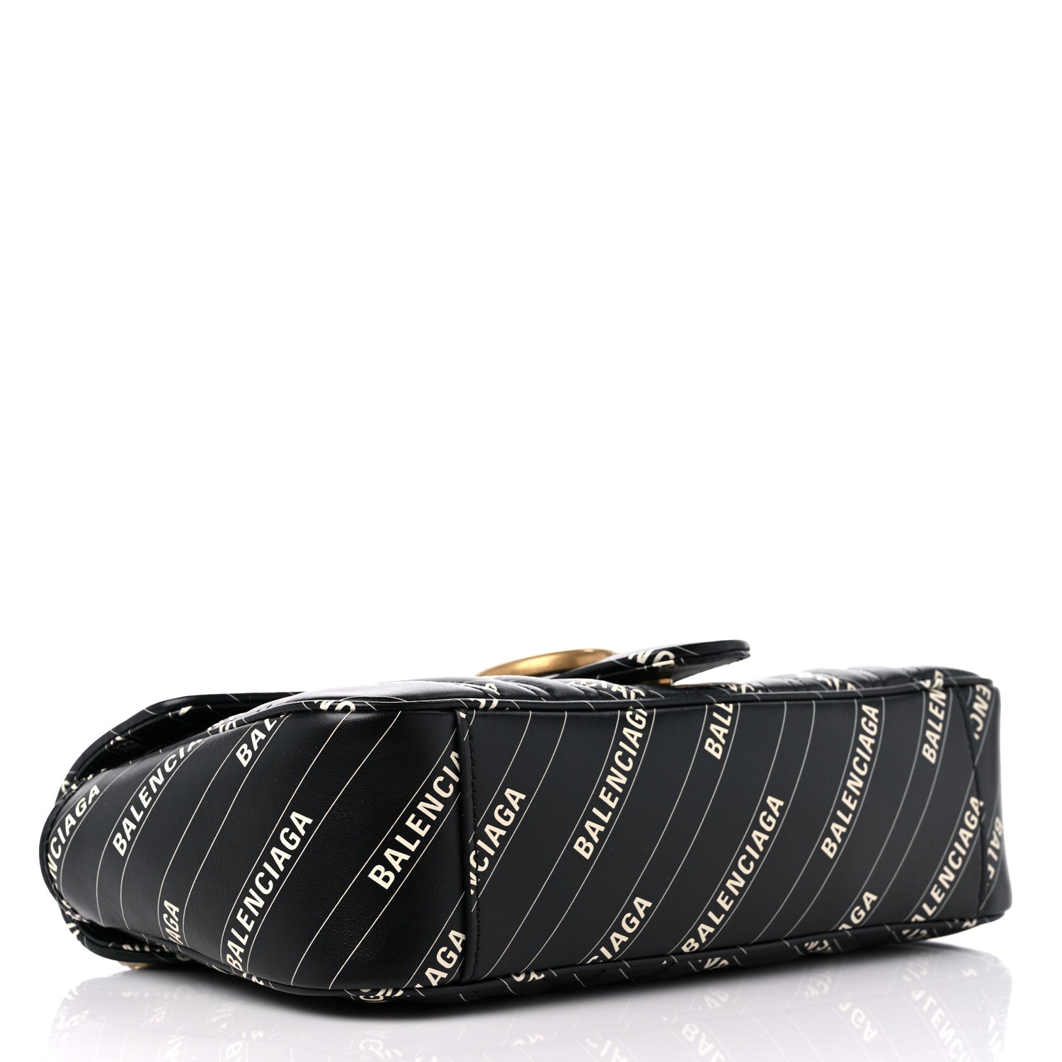 Gucci X BALENCIAGA Calfskin Matelasse Logo Print Small GG Marmont Shoulder Bag Black 4 of 9