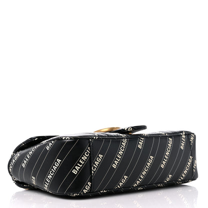 Gucci X BALENCIAGA Calfskin Matelasse Logo Print Small GG Marmont Shoulder Bag Black 4 of 9