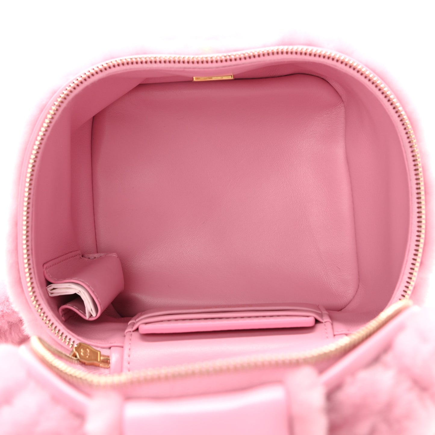 Shearling Lambskin Quilted Small CC Vanity Case Pink