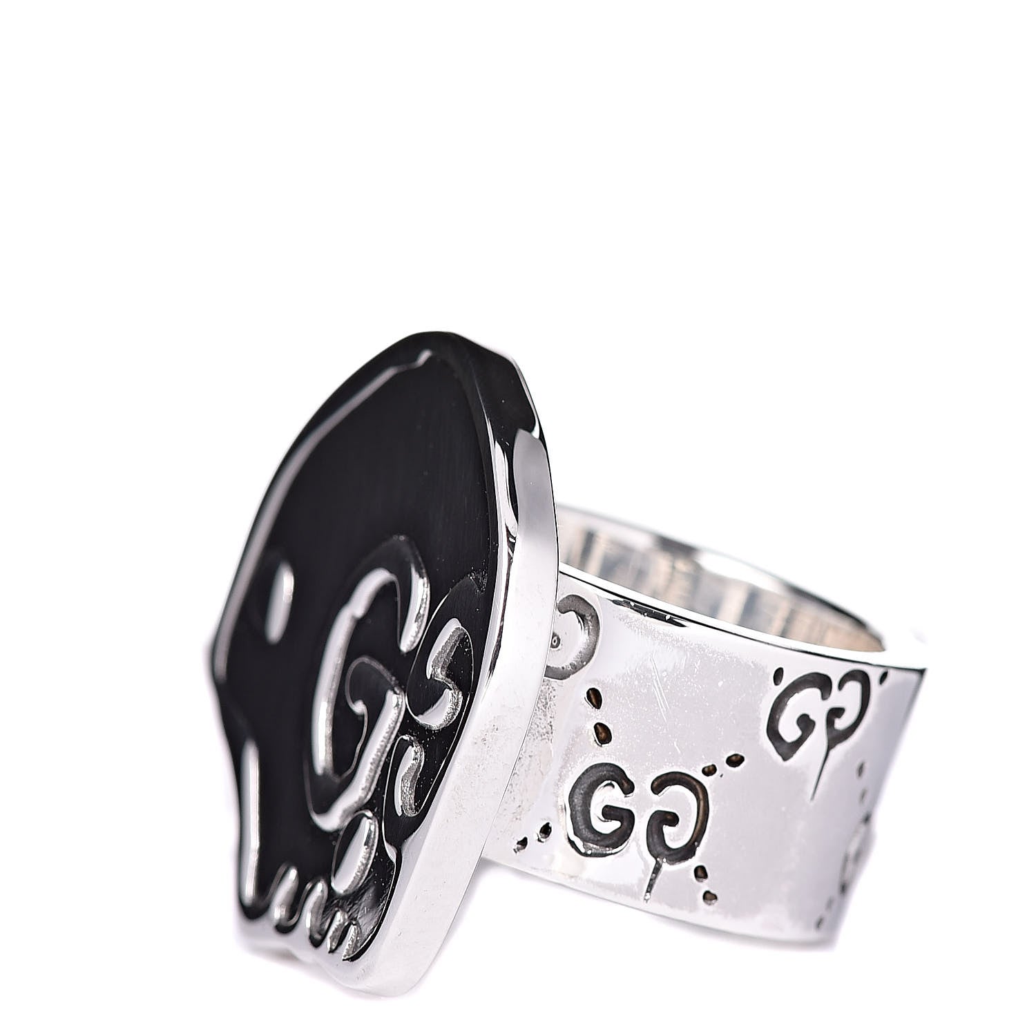 Gucci Sterling Silver GucciGhost Hamlet Skull Ring 55 7.25 3 of 5