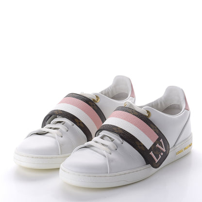 Louis Vuitton Calfskin Monogram Striped Frontrow Sneakers 39 White 3 of 8