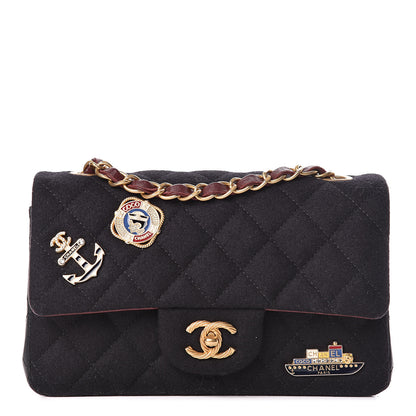 Chanel Felt Quilted Paris-Hamburg Charms Mini Rectangular Flap Black 1 of 12
