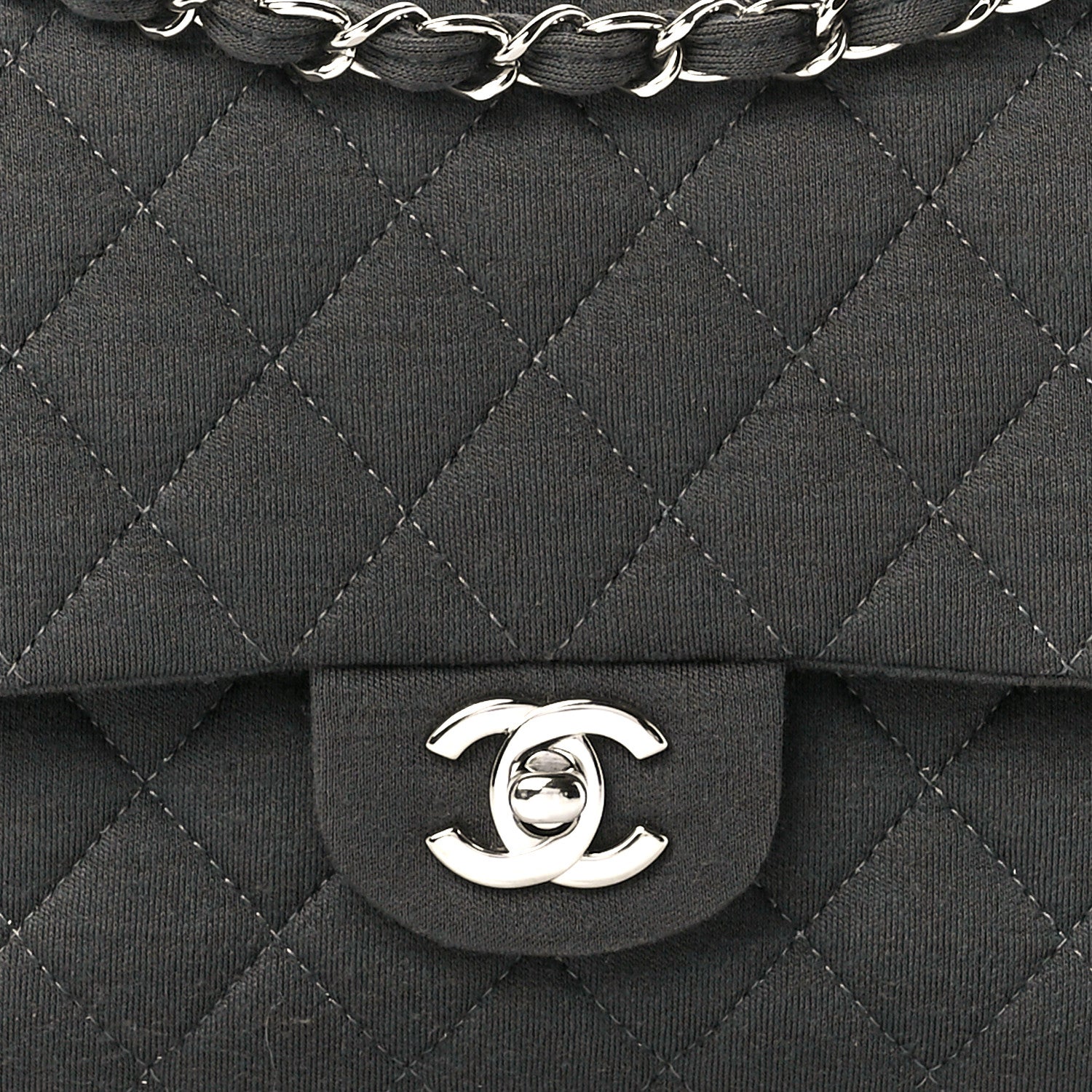 Chanel Jersey Quilted Medium Double Flap Grey 8 of 12