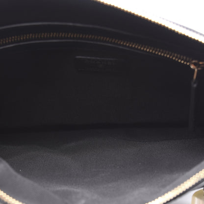Chanel Shiny Crumpled Calfskin Quilted Medium Night by the C Pouch Clutch Black 4 of 9
