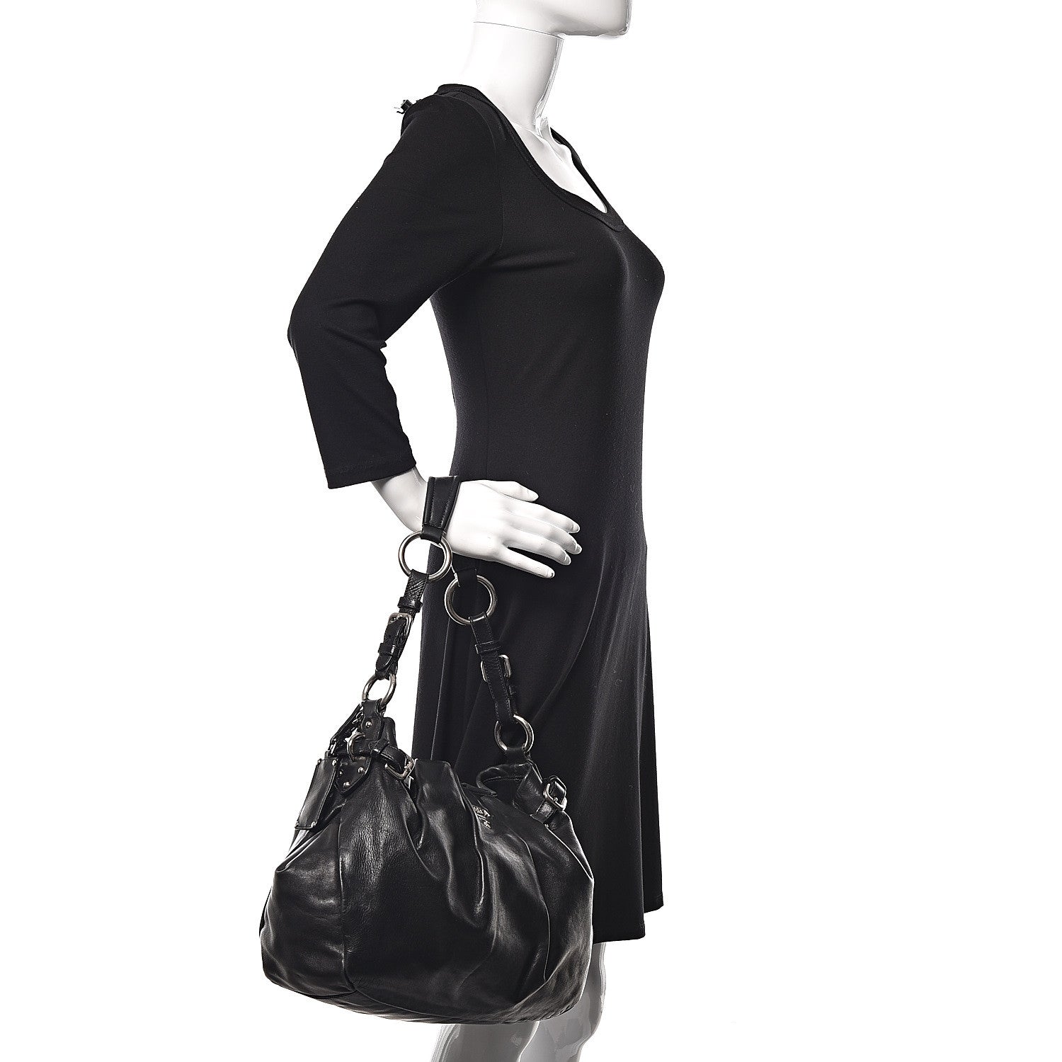 Prada Soft Calfskin Tote Black 2 of 13