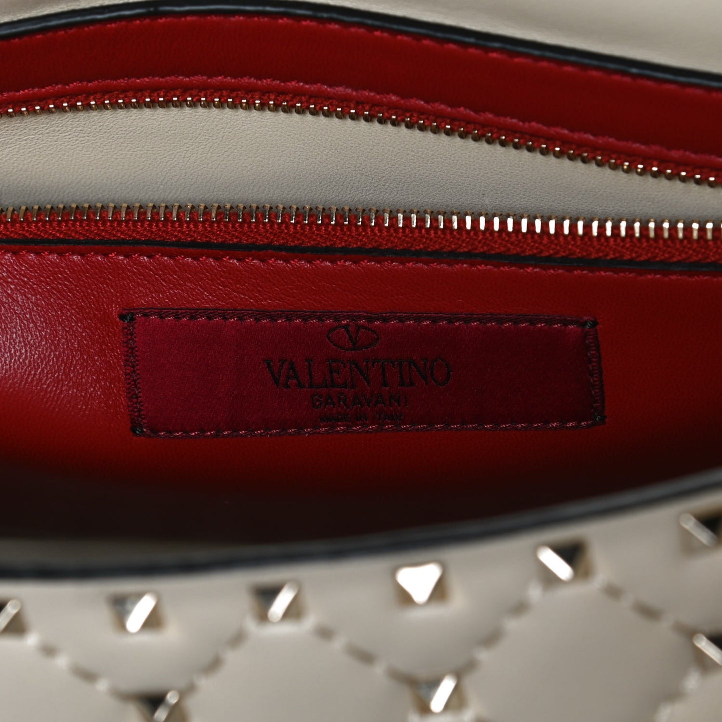 Nappa Maxi Rockstud Spike Shoulder Bag Light Ivory