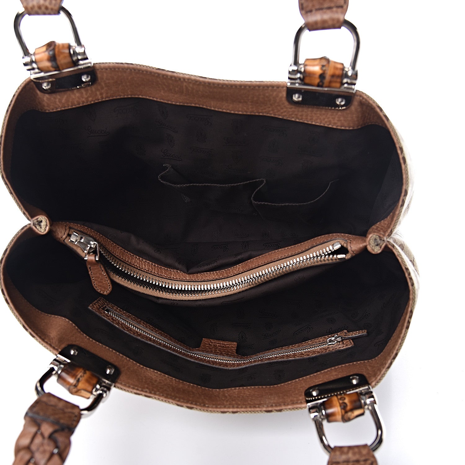 Gucci Monogram Medium Bamboo Bar Tote Brown 7 of 10