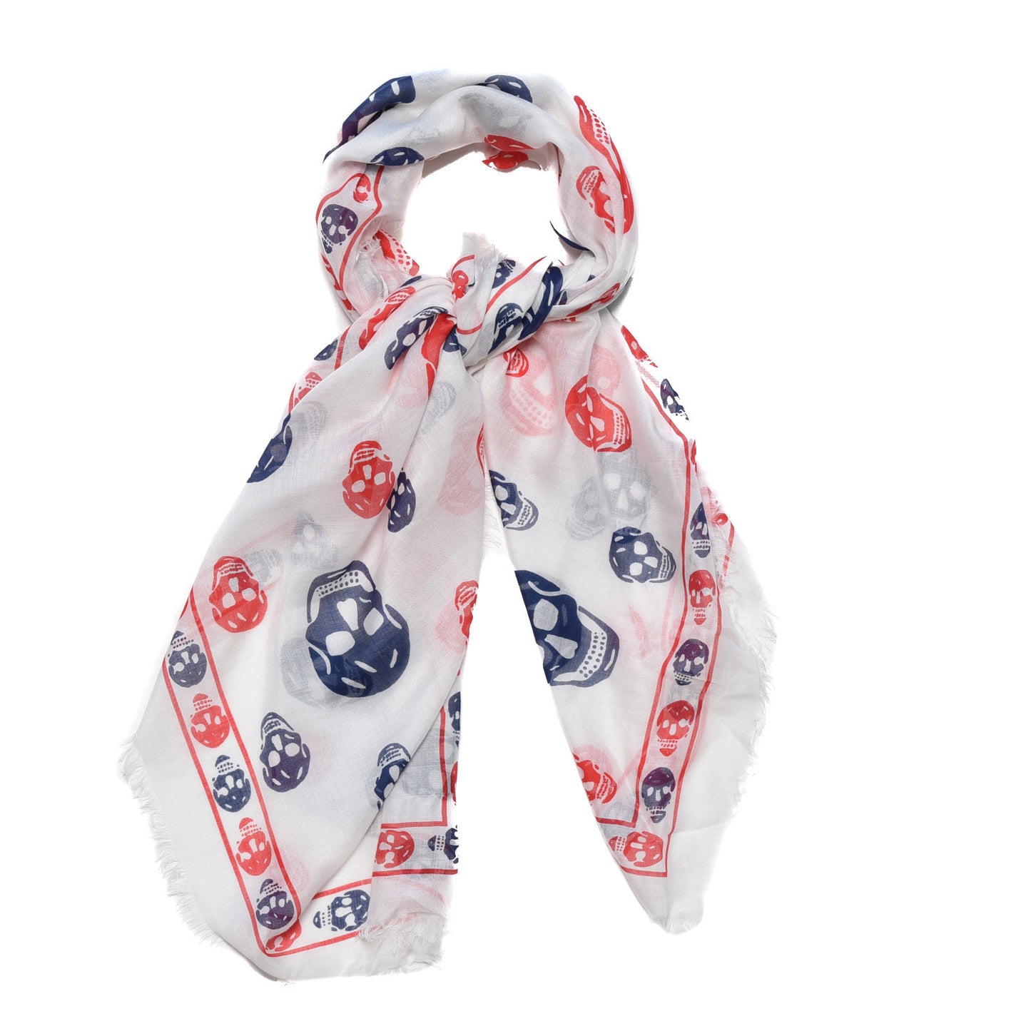 Modal Silk Bicolor Skull Scarf White