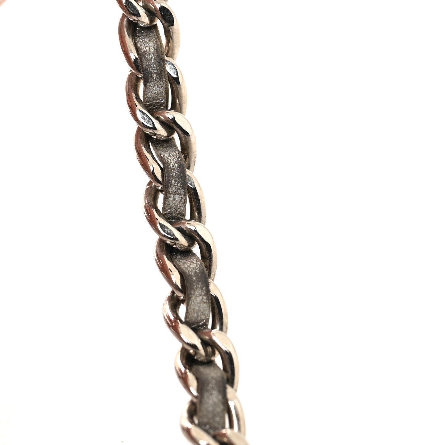 Metal Strass Calfskin Glass Pearls CC Short Necklace Black Dark Grey