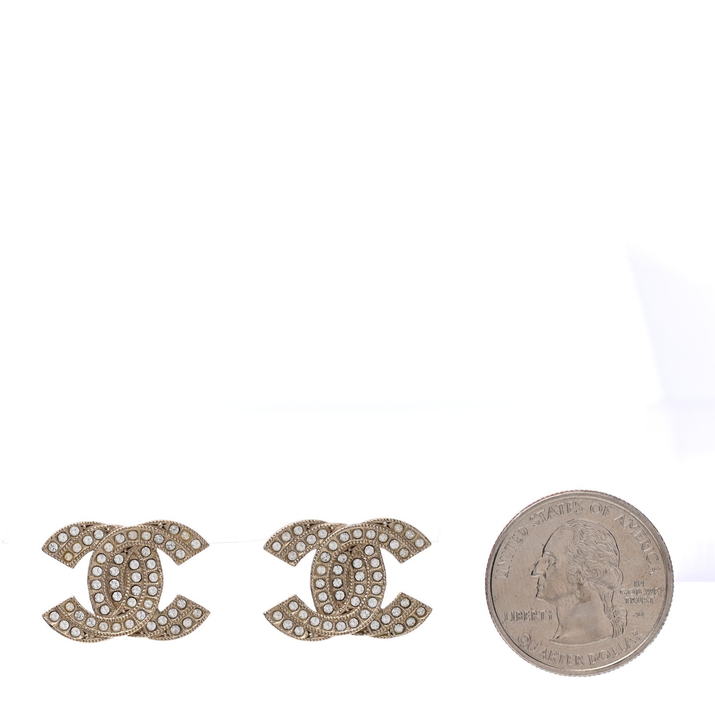 Crystal Double CC Earrings Light Gold