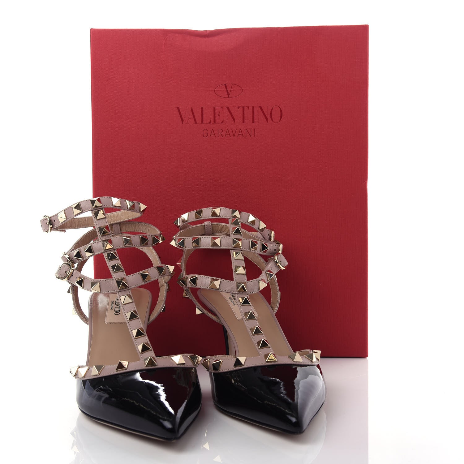 Valentino Garavani Patent Nappa Rockstud Ankle Strap 65mm Pumps 38.5 Black Poudre 11 of 11