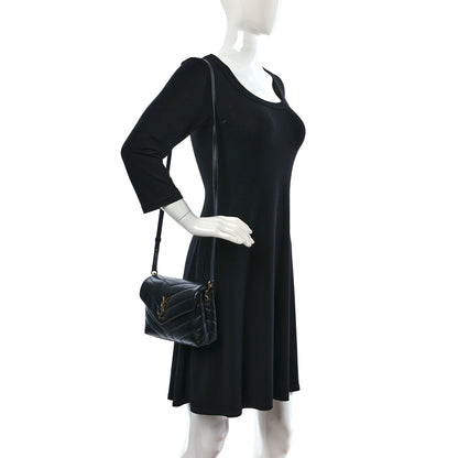 Saint Laurent Calfskin Y Quilted Monogram Toy Loulou Crossbody Bag Black 2 of 9