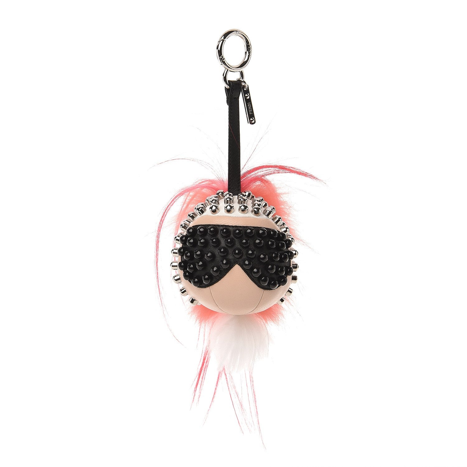 Fendi Lambskin Goat Fur Studded Punkarlito Bag Charm Azalea 1 of 3