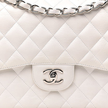 Chanel Caviar Quilted Jumbo Double Flap White 19 of 19