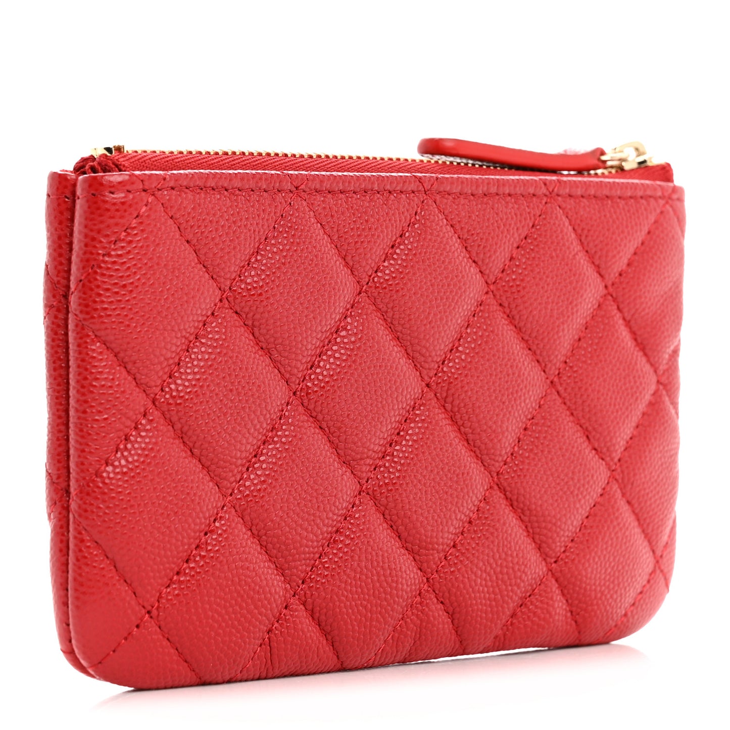Caviar Quilted Small Cosmetic Case Red