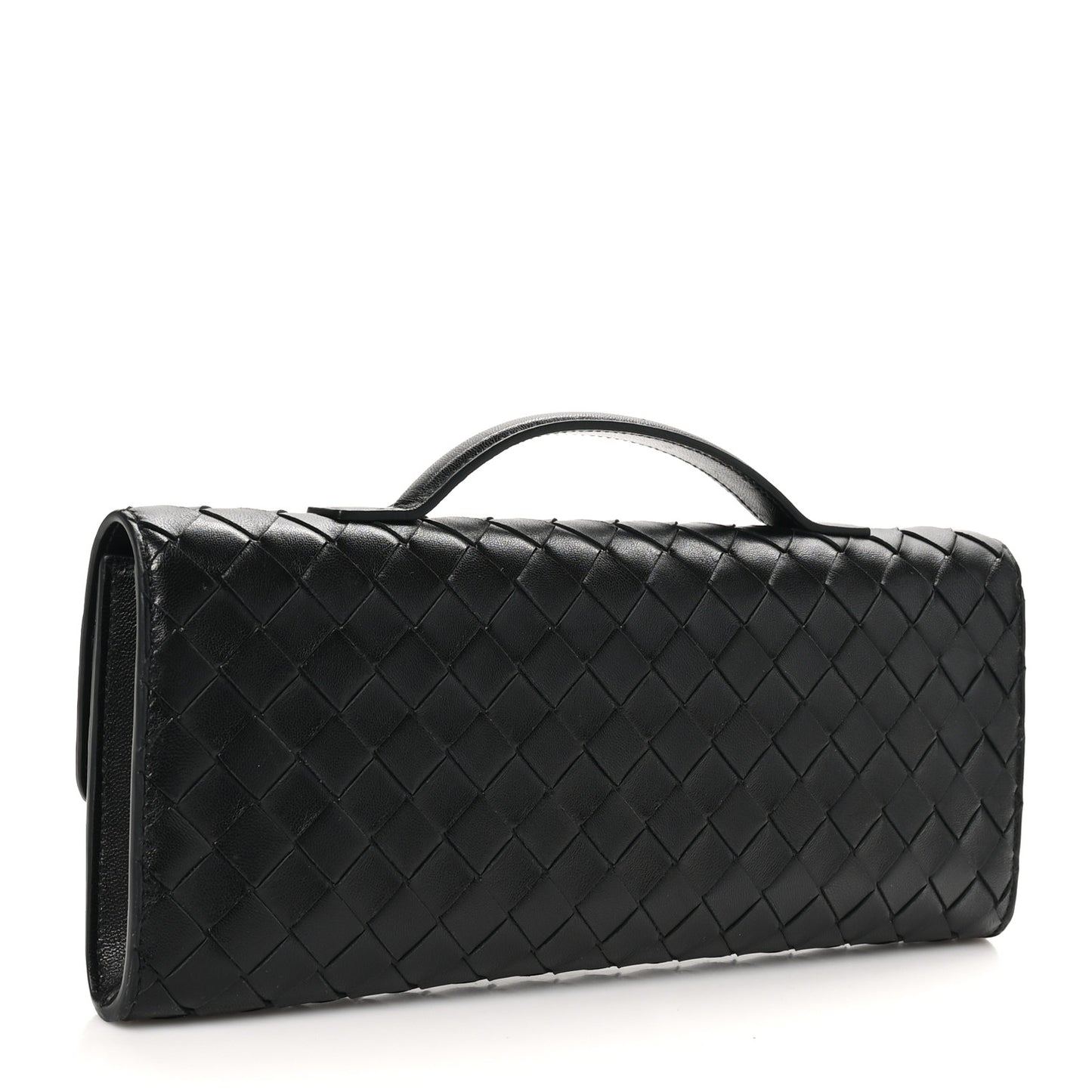 Nappa Intrecciato Long Andiamo Top Handle Clutch Black