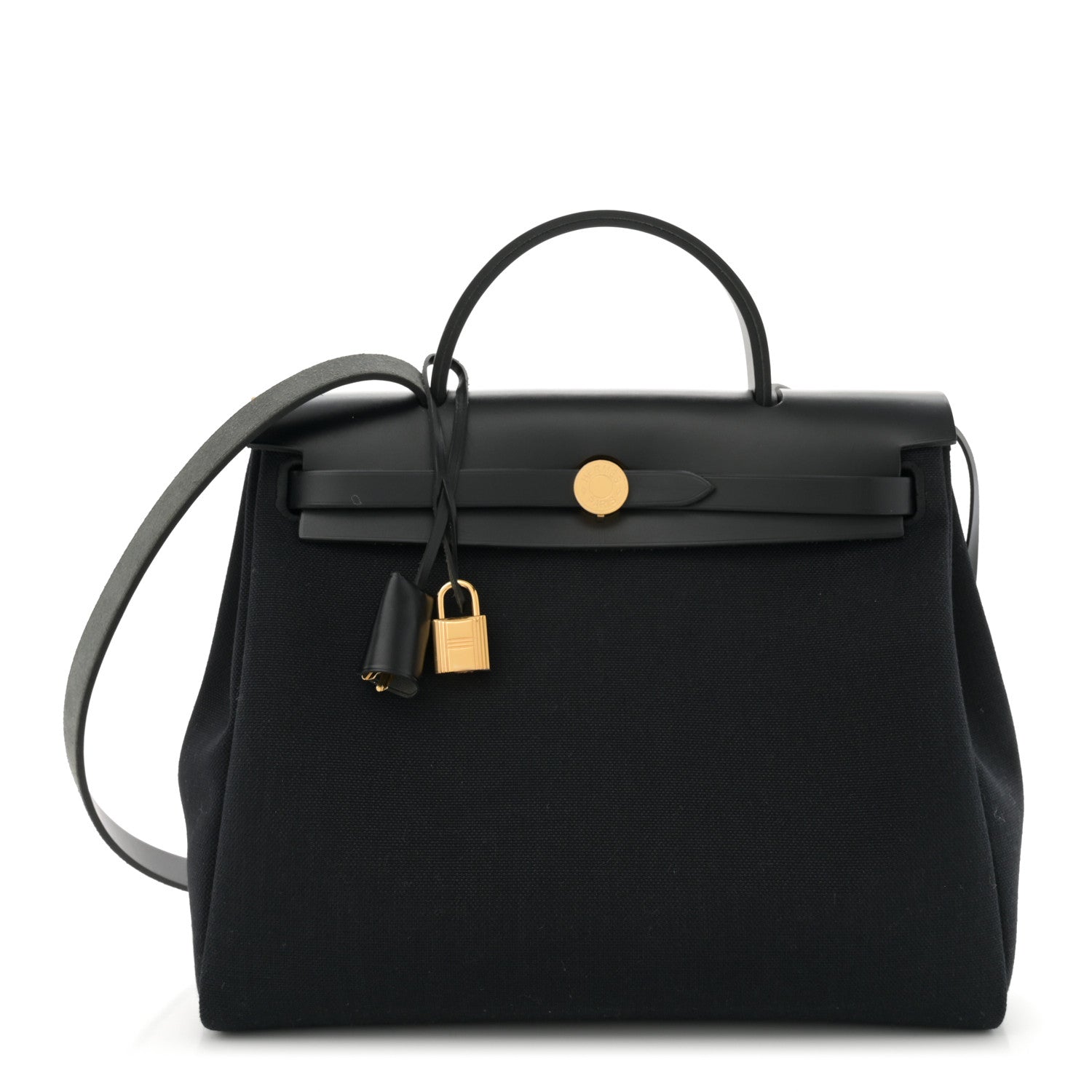 Hermes Military Toile Vache Hunter Herbag Zip Retourne 31 PM Black 1 of 13
