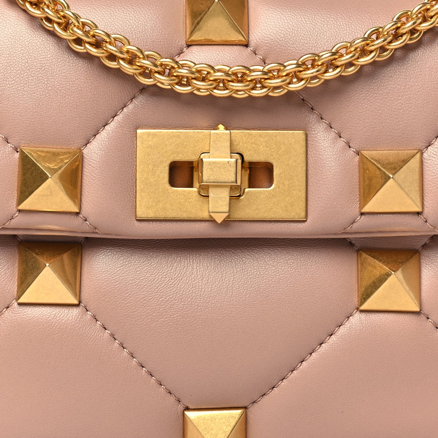 Valentino Garavani Nappa Medium Roman Stud Shoulder Bag Rose Cannelle 7 of 9