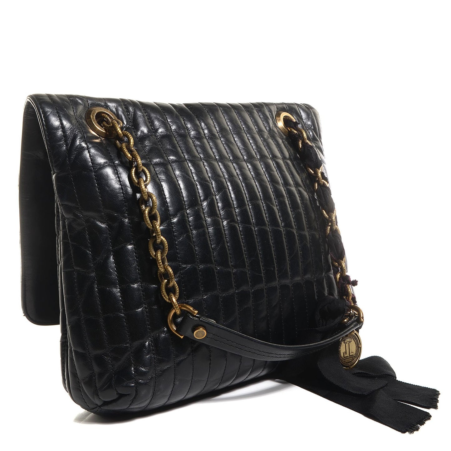 Calfskin Quilted Medium Happy Shoulder Bag Black