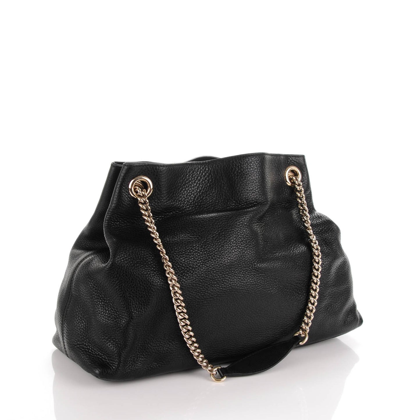 Pebbled Calfskin Medium Soho Chain Shoulder Bag Black