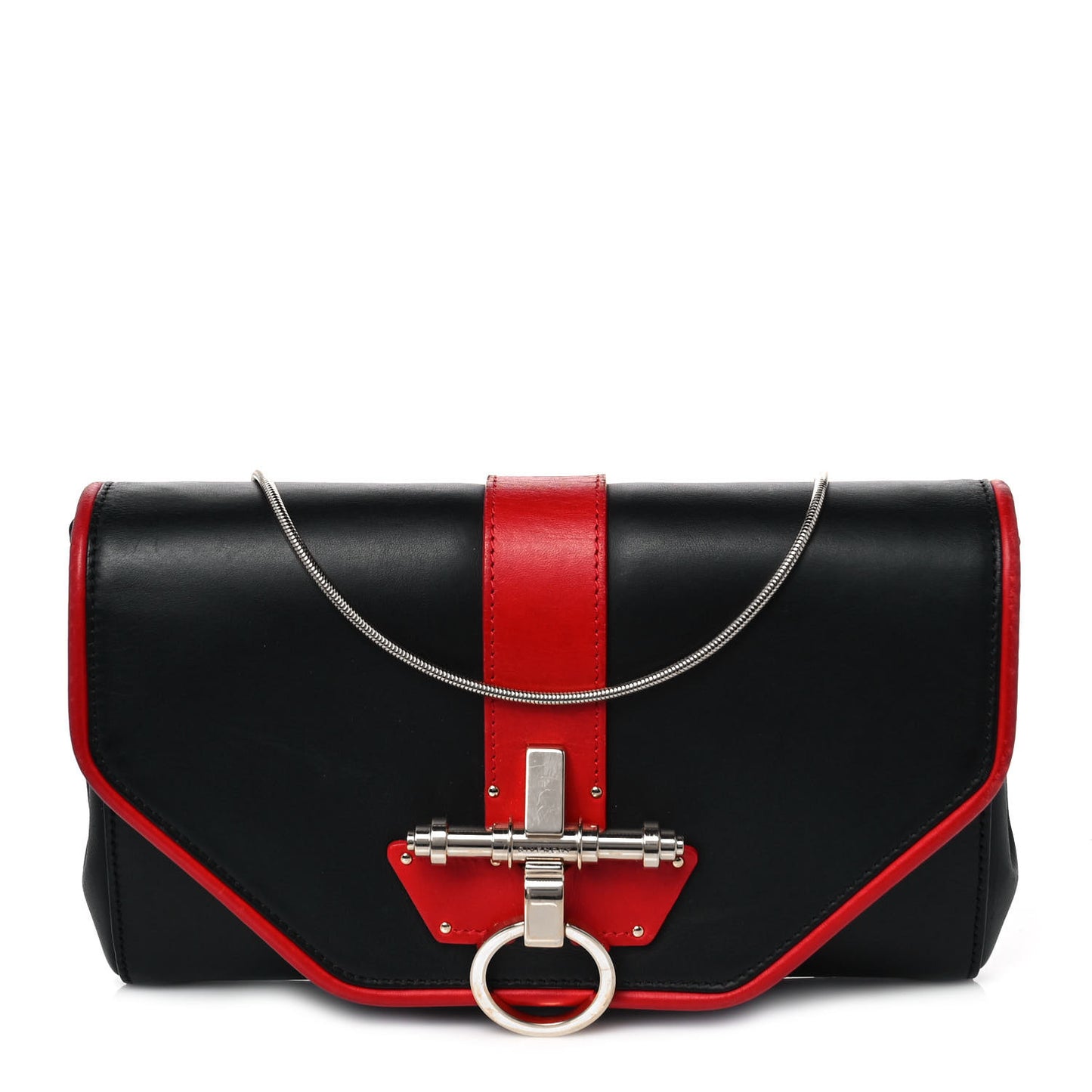 Calfskin Obsedia Chain Clutch Black Red