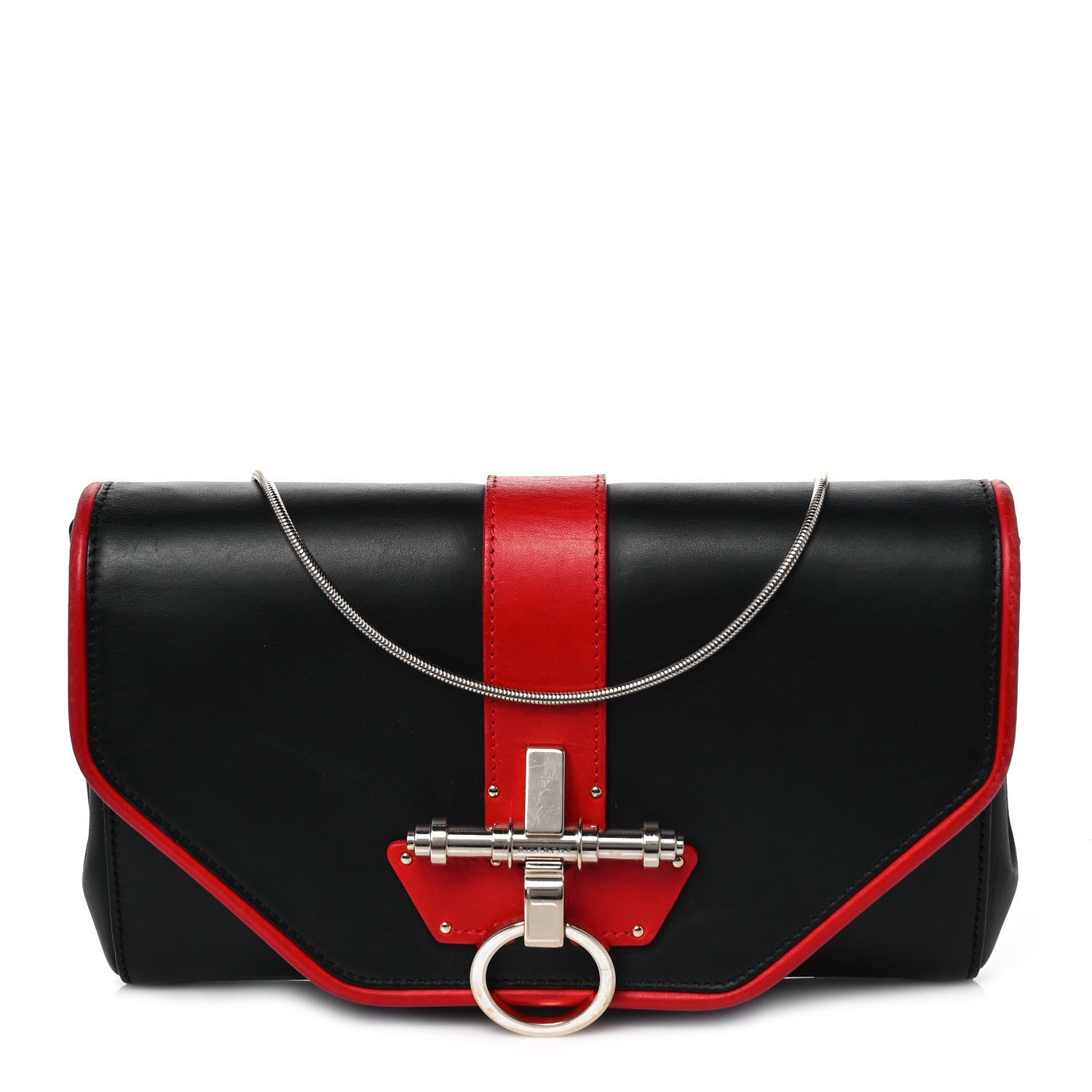 Givenchy Calfskin Obsedia Chain Clutch Black Red 1 of 10