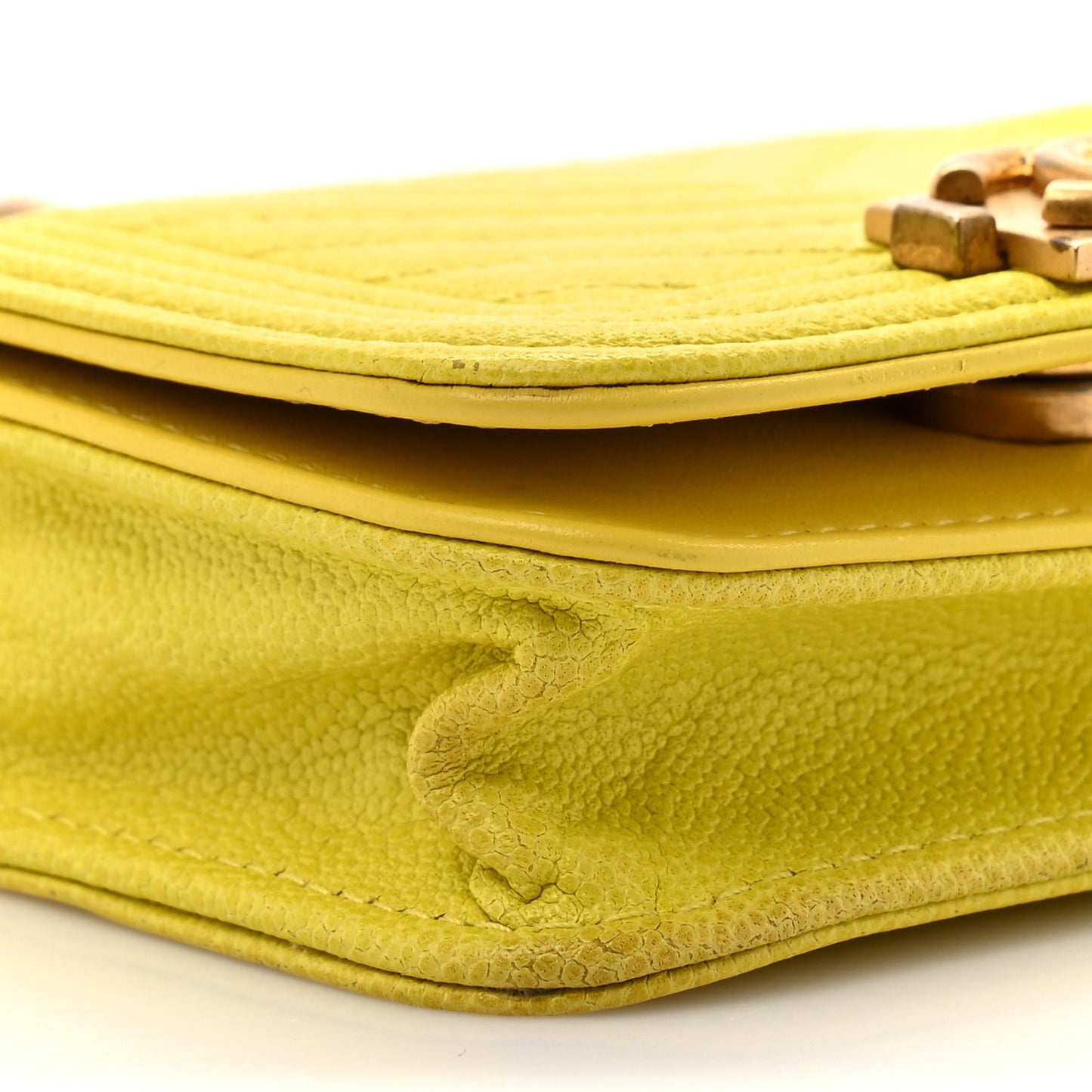 Caviar Chevron Quilted Boy Flap Waist Belt Bag Yellow