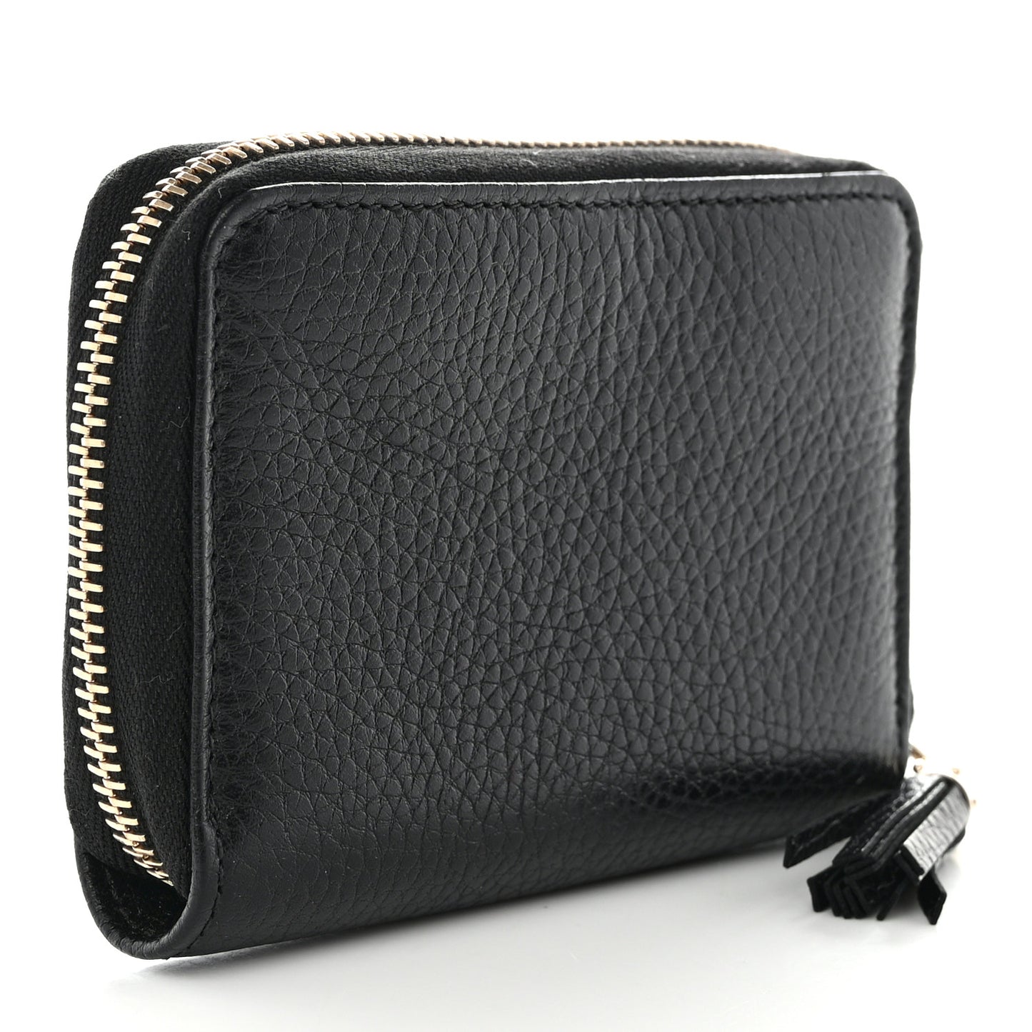 Pebbled Calfskin Small Soho Zip Around Wallet Black