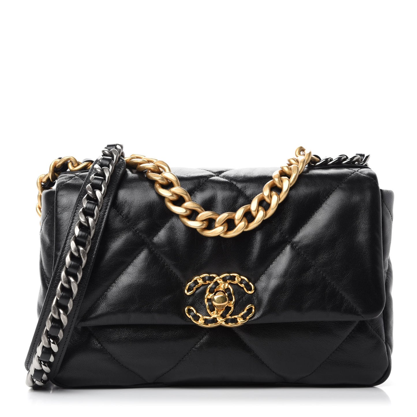 Goatskin Quilted Medium Chanel 19 Flap Black