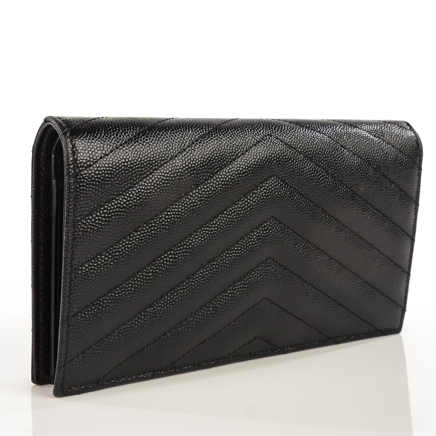 Grain De Poudre Matelasse Chevron Monogram Flap Wallet Black