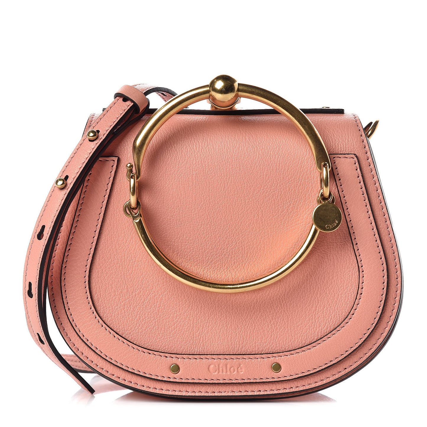 Calfskin Suede Small Nile Bracelet Bag Washed Pink