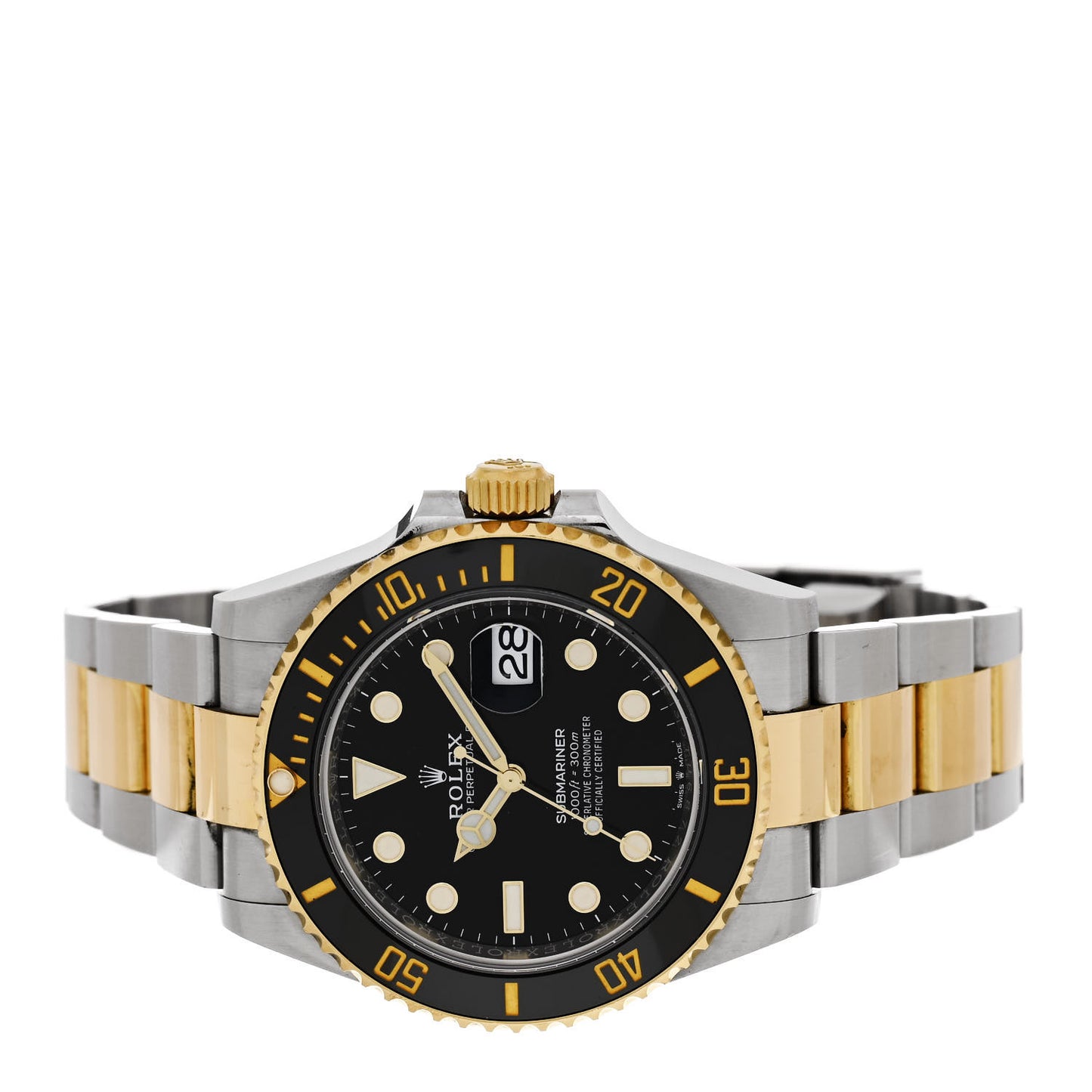 Stainless Steel 18K Yellow Gold 41mm Submariner Date Watch Black 126613LN
