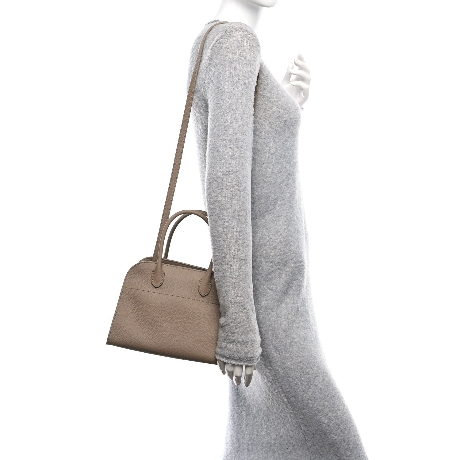 The Row Grained Calfskin Soft Margaux 10 Bag Dark Taupe 2 of 9