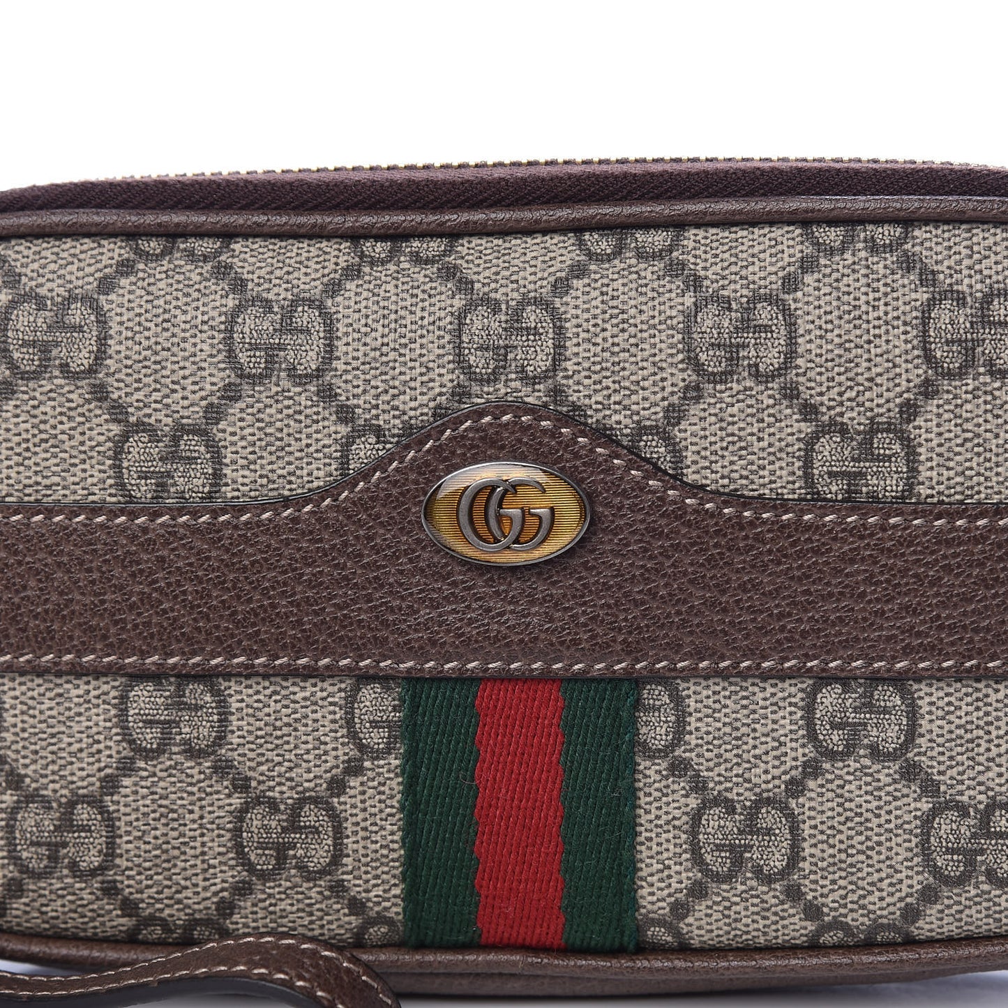 GG Supreme Monogram Ophidia Phone Case Wristlet Brown