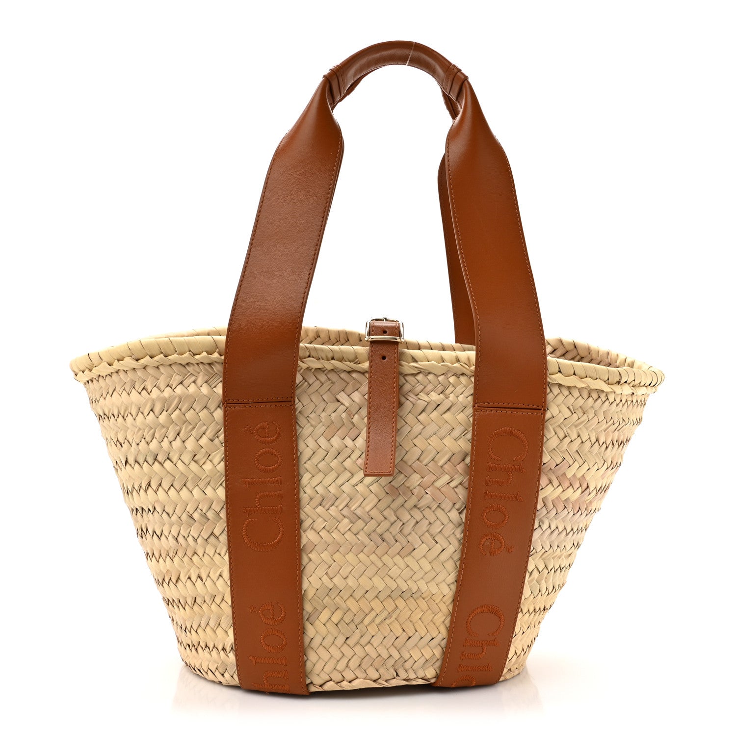 Chloe Palm Leaf Smooth Calfskin Medium Sense Basket Caramel 1 of 11