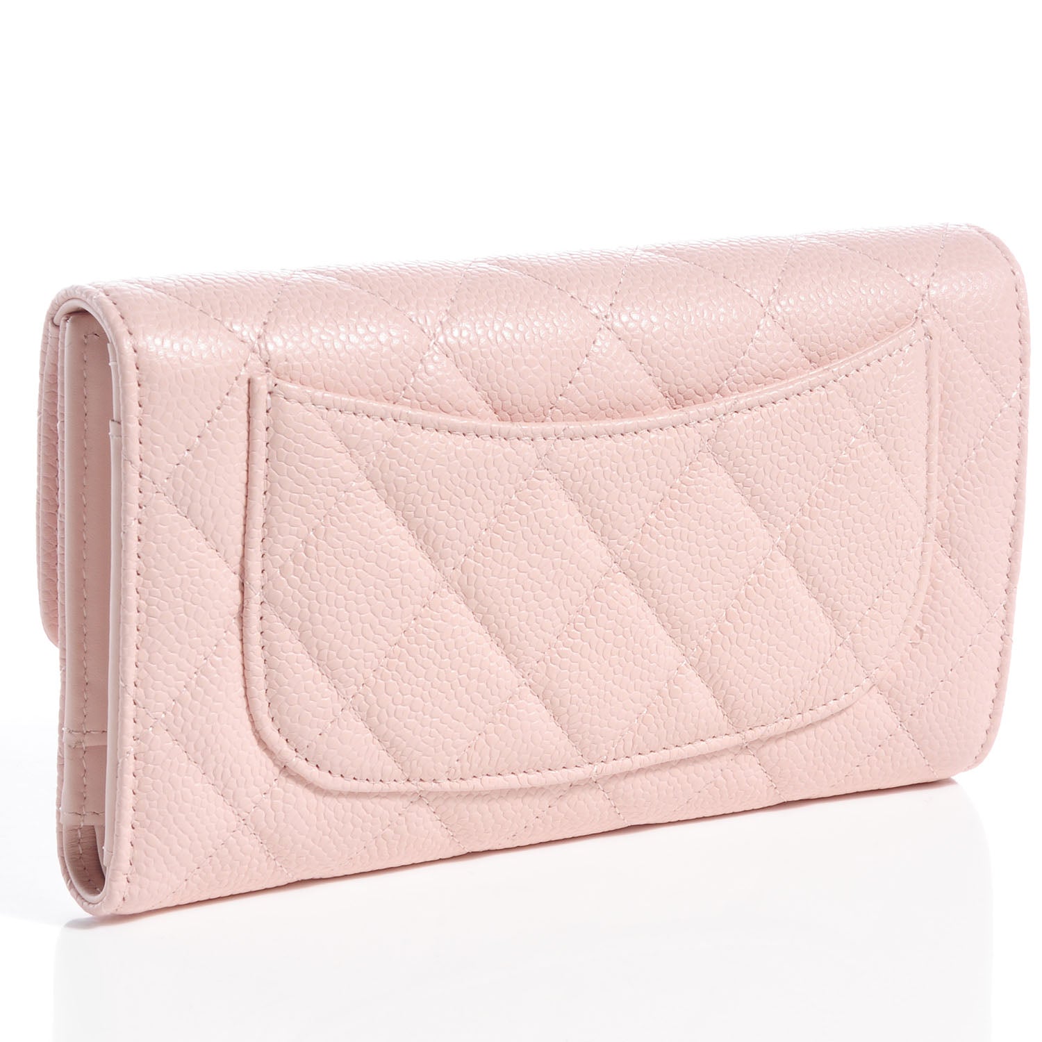 Chanel Caviar Quilted Long Flap Wallet Light Pink 3 of 8