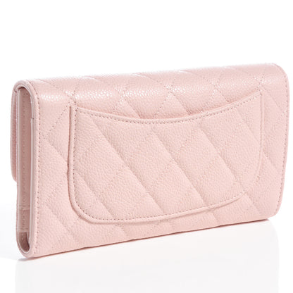 Chanel Caviar Quilted Long Flap Wallet Light Pink 3 of 8