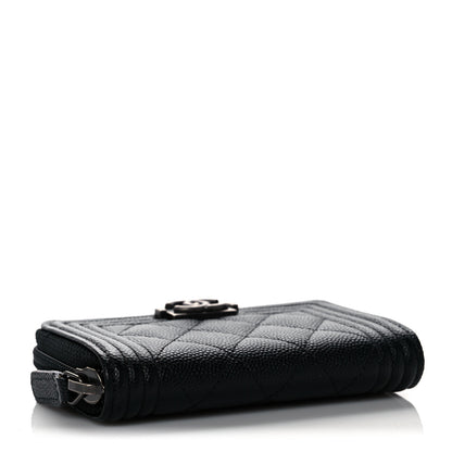 Chanel Caviar Quilted Boy Zip Around Coin Purse Wallet Black 4 of 8
