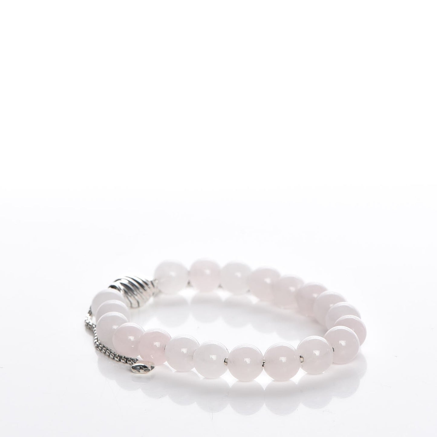 Sterling Silver Pink Quartz 8mm Spiritual Beads Bracelet