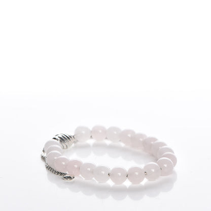 David Yurman Sterling Silver Pink Quartz 8mm Spiritual Beads Bracelet 3 of 4