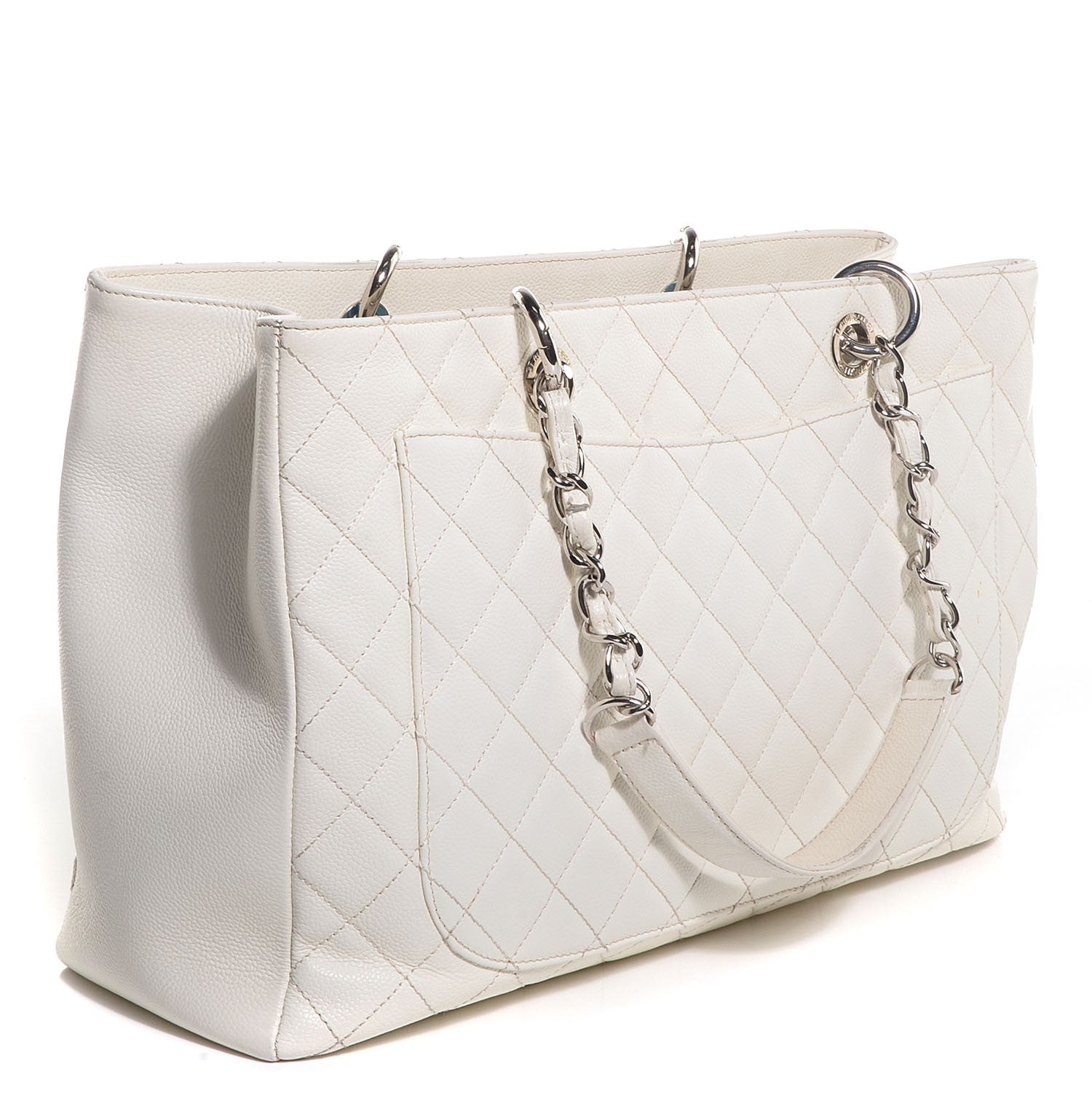 Chanel Caviar Quilted XL Grand Shopping Tote GST White 3 of 7