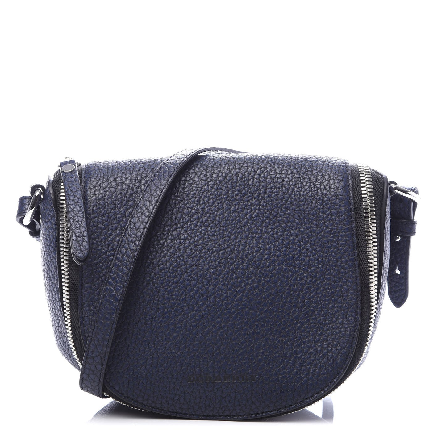 Grained Calfskin Small Zip Crossbody Bag Navy