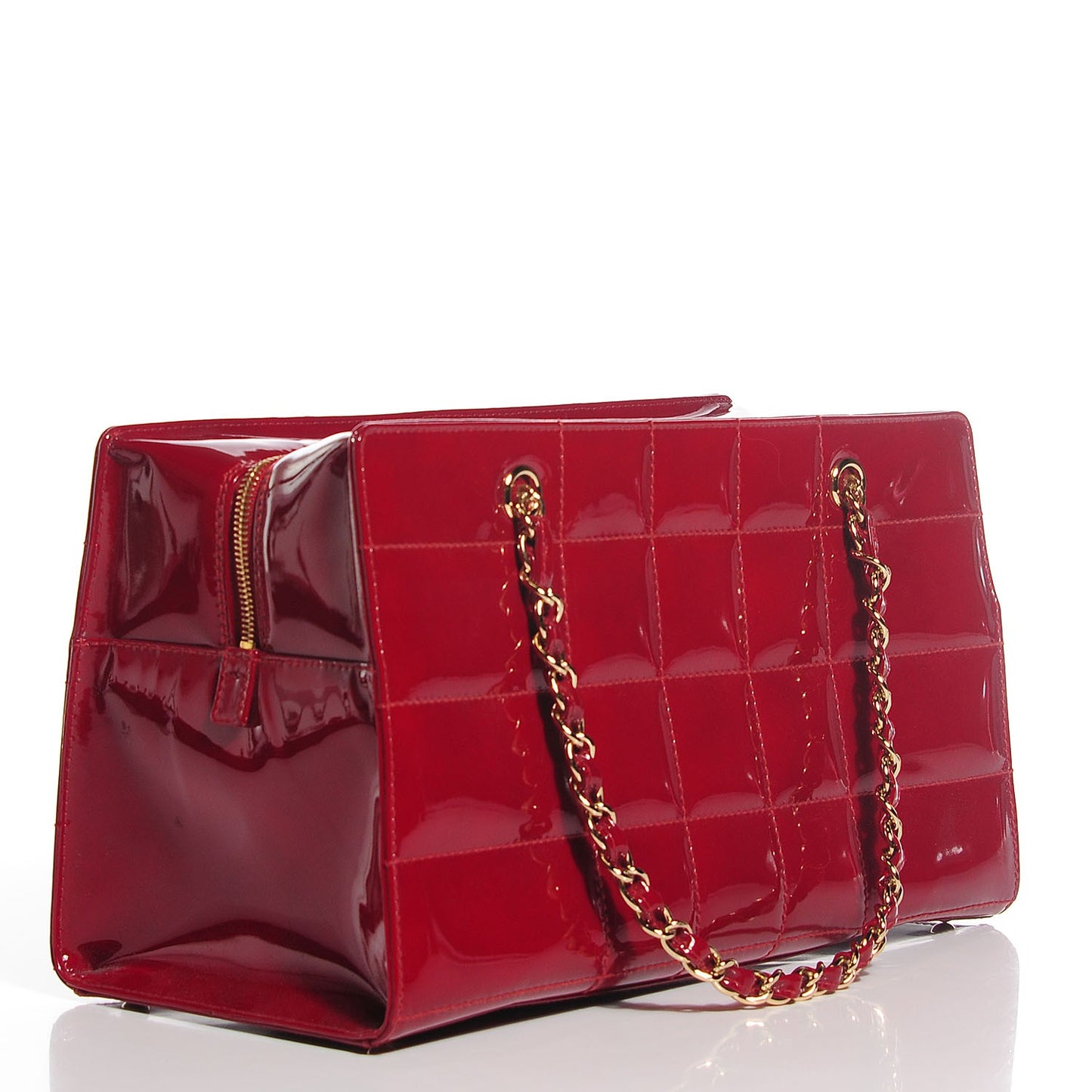 Patent Square Stitch Bag Red